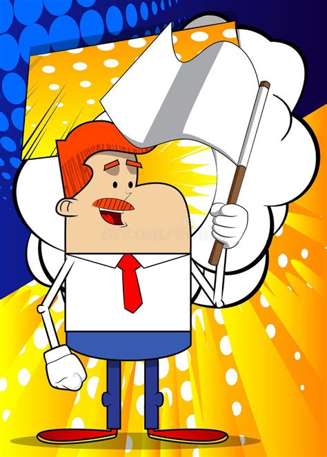 Cartoon Businessman Surrender White Flag Stock Illustrations 103