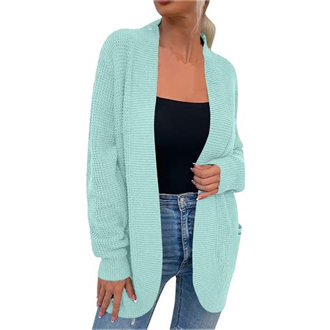 Hapimo Sales Stylish Cable Knit Dual Pocket Cardigan Long Ankle Length