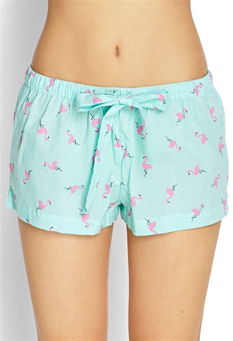 Forever 21 Flamingo Sleep Shorts In Blue Lyst