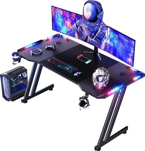 Amazon Sedeta White Gaming Desk With Led Lights And Storage