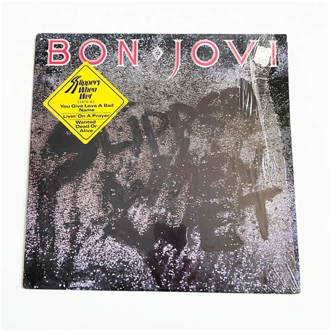 Vintage Bon Jovi Slippery When Wet Vinyl Record Lp Album Etsy