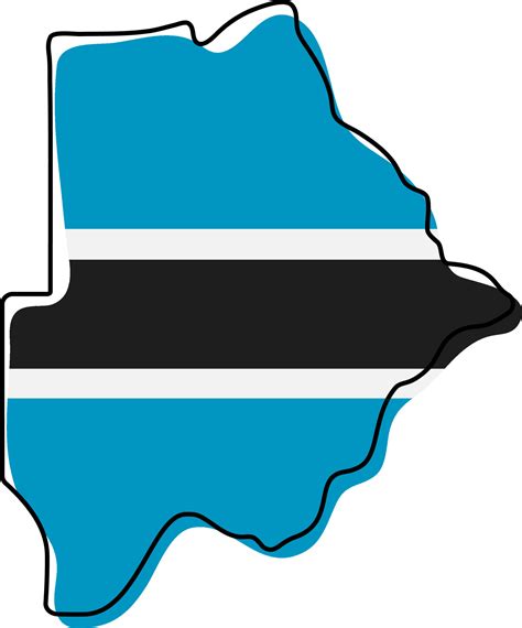 Stylized Outline Map Of Botswana With National Flag Icon Flag Color Map