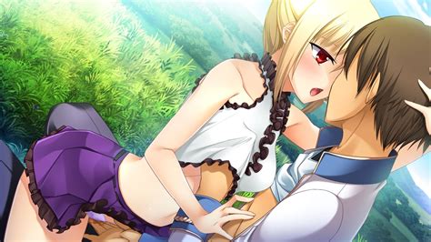 Rule 34 Blonde Hair Breasts Kissing Koihime† Series Luís Erica Frois Nitta Kensuke Red Eyes