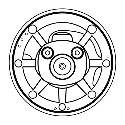 Drawing Of A Automobile Wheel Coloring Page Outline Sketch Vector, Steering Wheel Drawing ...