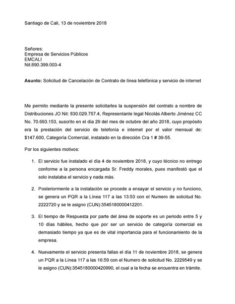 428474217 Carta De Cancelacion Contrato Emcali Santiago De Cali 13