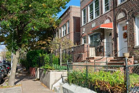 A Row Of Old Homes In Astoria Queens New York Editorial Stock Photo