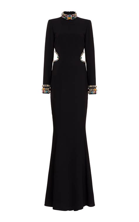 Zuhair Murad Women S Bead Embellished Cady Gown Black FR 46