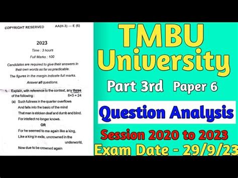 English Honours Previous Year Question Paper B A Part 3 Paper 6