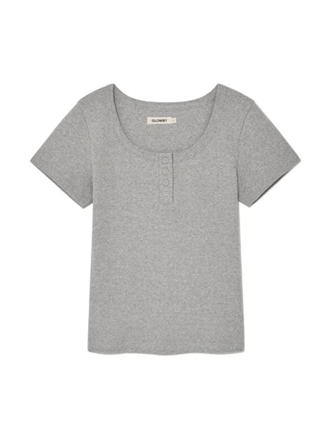 Musinsa Glowny Province Eyelet Button Tee Melange Gray