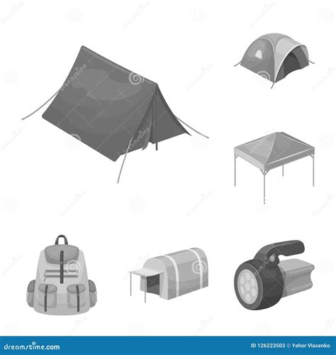 Different Kinds Of Tents Monochrome Icons In Set Collection For Design