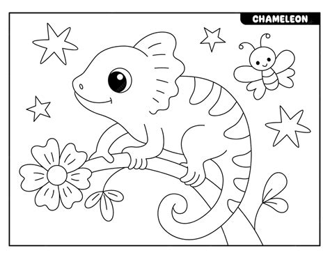 Camaleao Para Colorir - Desenho de camaleão para colorir para crianças | Vetor Premium