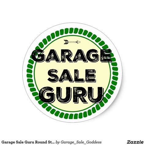 Garage Sale Guru Round Sticker Zazzle Garage Sales Round Stickers