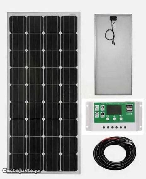 Kit Painel Solar Mono 120w A 200w Cont Carga Solar 30a Par Cabos Mc4