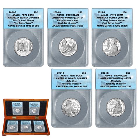 2024 S PR70 DCAM ANACS FDOI LE 286 American Women 5 Quarter Proof Set