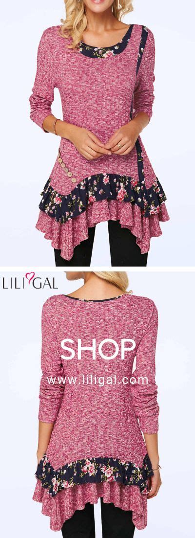 Usd Long Sleeve Asymmetric Hem Round Neck T Shirt Liligal