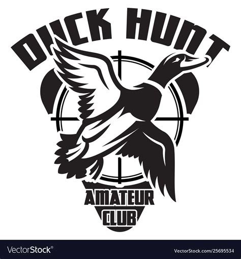 Monochrome template on theme duck hunting Vector Image