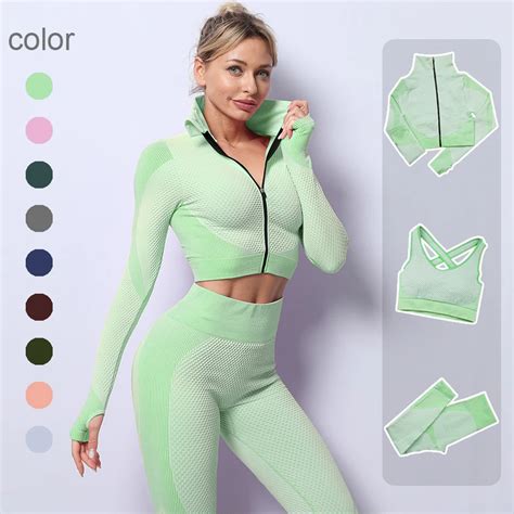 Pcs Seamless Women Yoga Set Workout Sportswear Gym Clothing Fitness