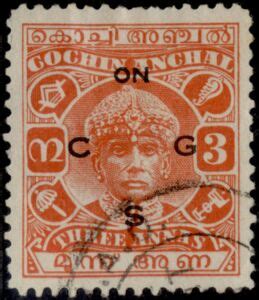 Stamp Maharaja Rama Varma III Overprinted CochinMi IN CO D59A Sg IN