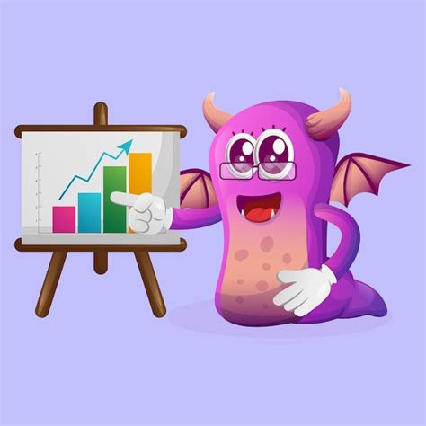 Premium Vector Cute Purple Monster Gives Report Presentation Shows