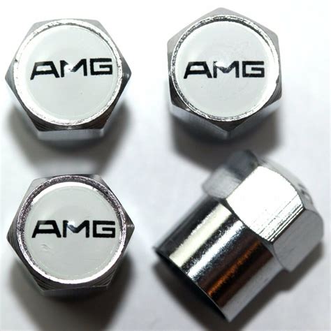 Amg White Tire Valve Stem Caps Plus Free Extra Cap