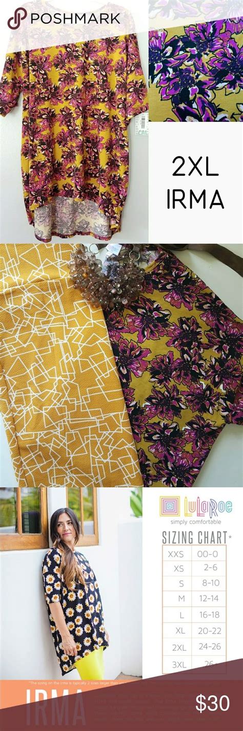 LuLaRoe Irma Tunic Top Size 2XL Bright Floral Pattern