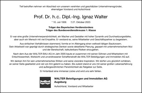 Traueranzeigen Von Ignaz Walter Allg Uer Zeitung