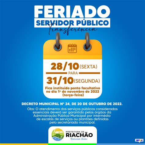 FERIADO SERVIDOR PÚBLICO PREFEITURA DE RIACHÃO