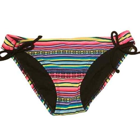 Hula Honey Women S Side Tie Hipster Bikini Bottoms Black Multi Size