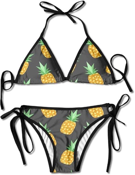 Triángulo Bikini con Cordones Bikini Conjuntos Fruta Piña Trajes de