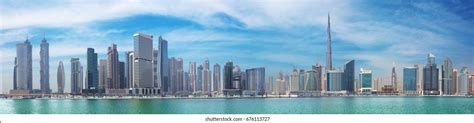 Dubai Skyline Panorama Images Stock Photos And Vectors Shutterstock