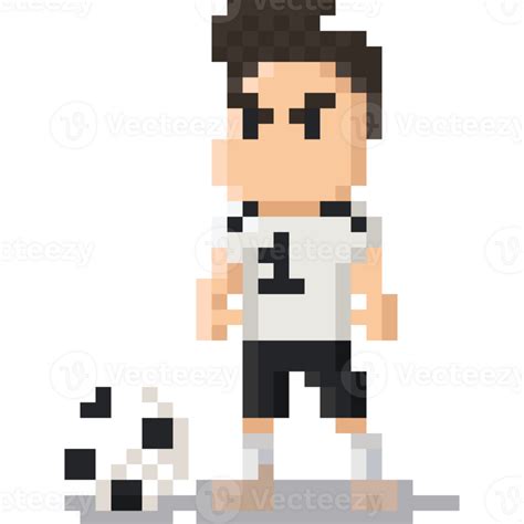 Pixel art soccer man character with ball 27517725 PNG