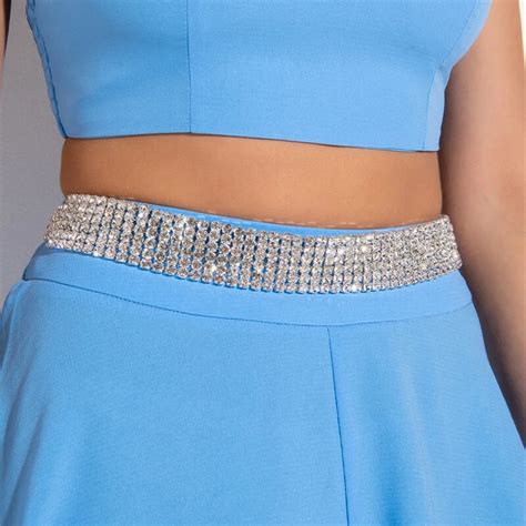 Luxury Rows Full Rhinestone Waist Belts Women Diamante Crystal Chain