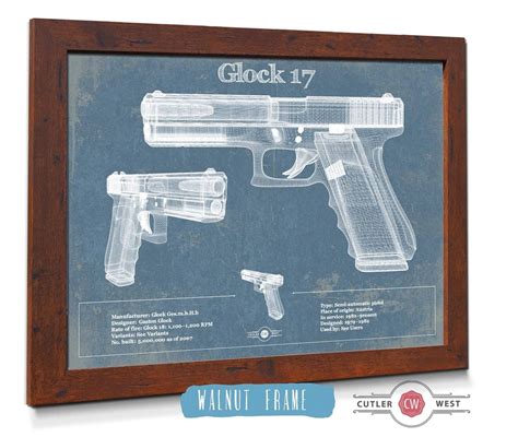 Glock 17 Blueprint Vintage Gun Print