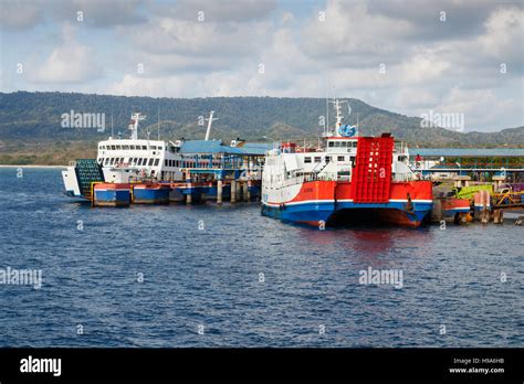 View Of The Bali Strait And Pelabuhan Gilimanuk With Several Ferries To