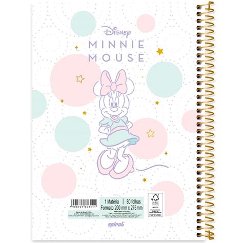 Caderno Universitário Capa Dura 1X1 80 Folhas Disney Minnie Style