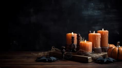 Premium AI Image Terrifying Halloween Scene With Candles