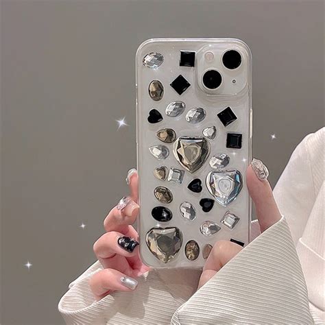 Random 3D Diamand Love Heart Glitter Phone Case For IPhone 14 13 11 12