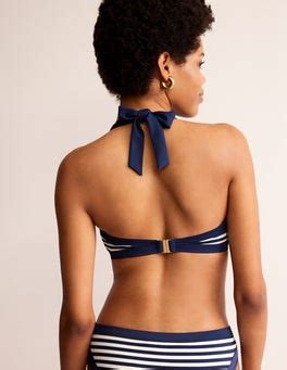 Santorini Bikini Top French Navy Ivory Stripe Boden Uk