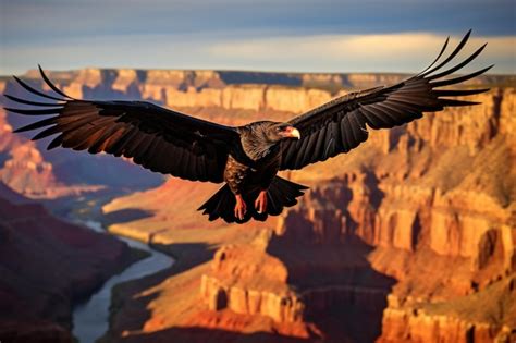 Premium Photo | California Condor soaring above Grand Canyon