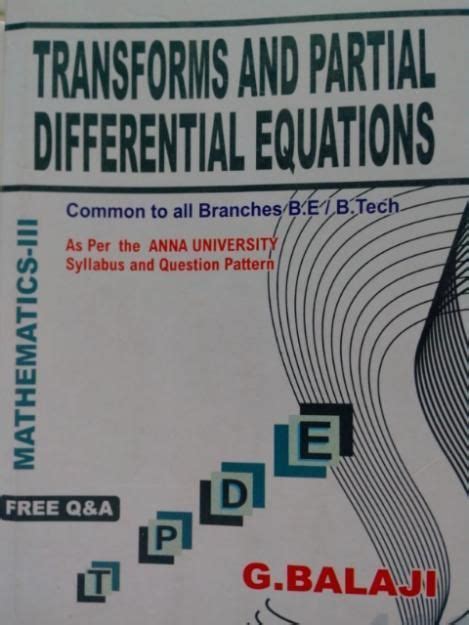 Transforms And Partial Differential Equations By Gbalaji