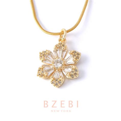 Bzebi K Gold Necklace With Diamond Pendant Emas Anti Rust Fashion