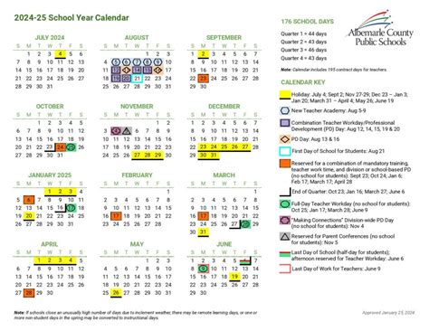 Albemarle County Public Schools Calendar 2024-2025 in PDF