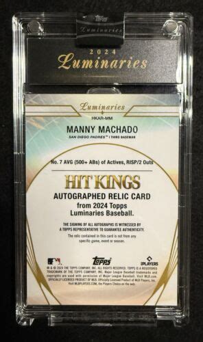 2024 Topps Luminaries Manny Machado Hit Kings Autograph Relic 04 10