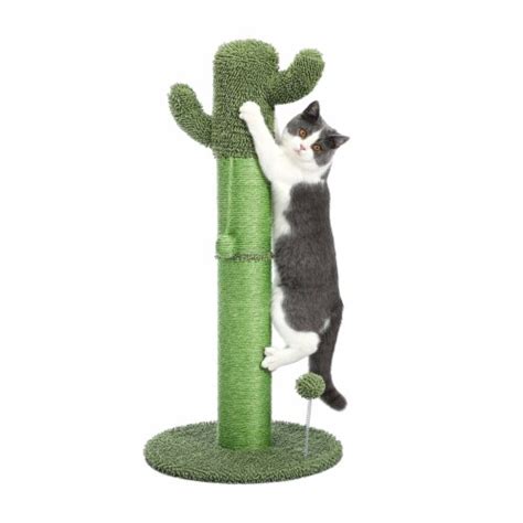 Cactus Cat Tree Cat Scratcher With Sisal Scratching Post And Interactive Dangling Ball For 1