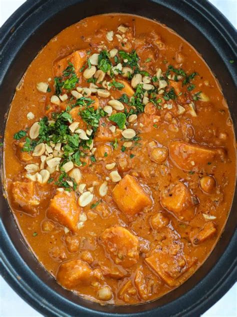 Sweet Potato And Peanut Butter Slow Cooker Vegan Stew