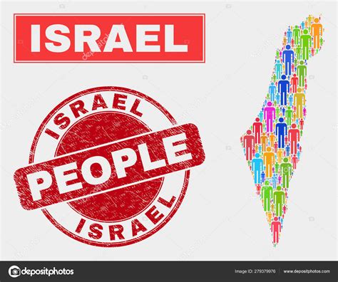 Israel Map Population Demographics and Unclean Watermark Stock Vector ...