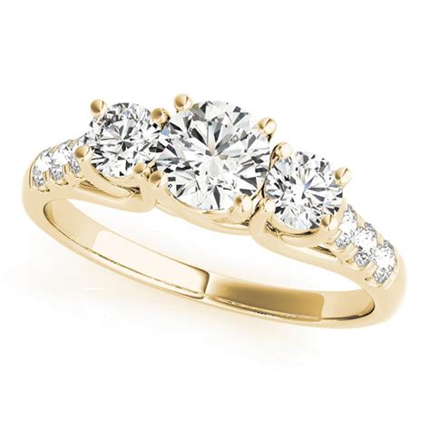 Jewelmore 14k Yellow Gold Three Stone Engagement Ring 0 50 Carat I J