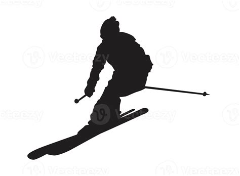 Silhouette Of Ski Player Skiing Snow Ski 22386085 PNG