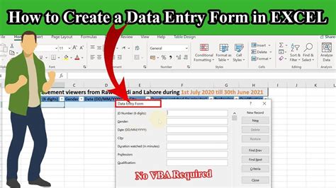 How To Create A Data Entry Form In Excel Without Macros And VBA