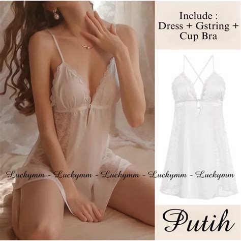 Jual GROSIR LUCKY LINGERIE 126 Sleepwear Lingerie Dress Satin Baju